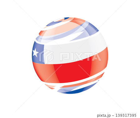 Illustration of globe wrapped in Chilean flag patterns with subtle shadowing 139317395