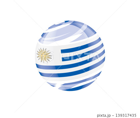 Illustration of globe wrapped in Uruguayan flag patterns with subtle shadowing 139317435