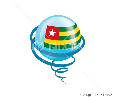 Stylish international icon showcasing Togo flag within reflective globe design 139317492