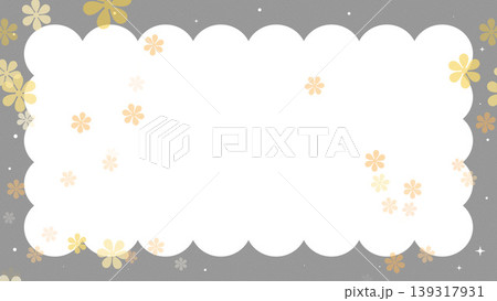 モノトーンフレームに黄色の差し色の花が舞う可愛い背景 139317931
