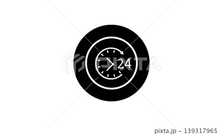 24 Hour Service Icon Clock Symbol For Around-The-Clock Support, Time Management And Continuous Operation 139317965