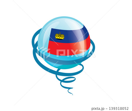 Stylish international icon showcasing Liechtenstein flag within reflective globe design Stylish international icon showcasing Liechtenstein flag within reflective globe design 139318052