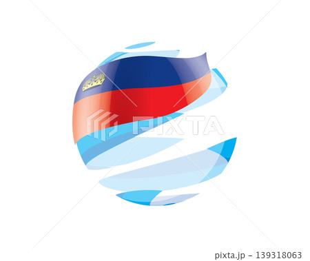 Flat of patriotic globe featuring waving Liechtenstein flag design 139318063