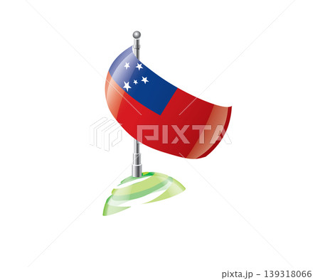 Highly detailed of waving Samoa flag with metallic pole and subtle shadow effects for print Highly detailed of waving Samoa flag with metallic pole and subtle shadow effects for print 139318066