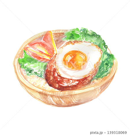 ロコモコ丼の水彩イラスト ロコモコ丼の水彩イラスト 139318069
