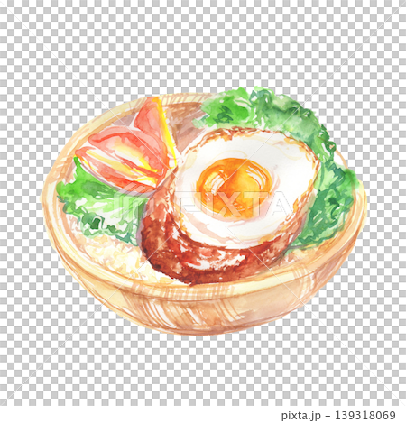 ロコモコ丼の水彩イラスト ロコモコ丼の水彩イラスト 139318069
