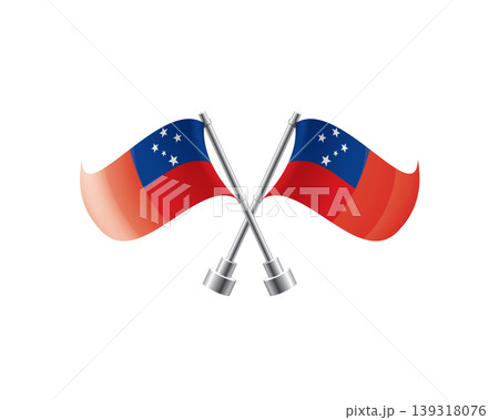 Scalable illustration capturing prideful display of Samoa national banners 139318076
