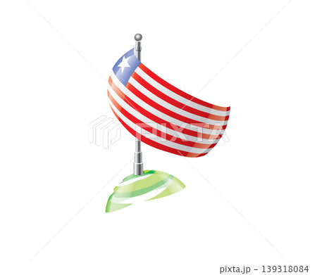 Highly detailed of waving Liberian flag with metallic pole and subtle shadow effects for print Highly detailed of waving Liberian flag with metallic pole and subtle shadow effects for print 139318084