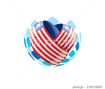 Patriotic heart wrapped in Liberian flag illustration Patriotic heart wrapped in Liberian flag illustration 139318087
