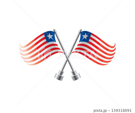 Scalable illustration capturing prideful display of Liberian national banners Scalable illustration capturing prideful display of Liberian national banners 139318091