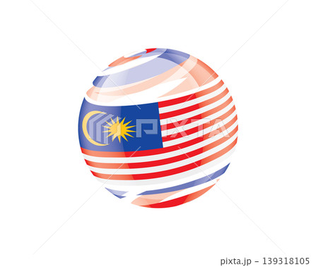 Illustration of globe wrapped in Malaysian flag patterns with subtle shadowing Illustration of globe wrapped in Malaysian flag patterns with subtle shadowing 139318105