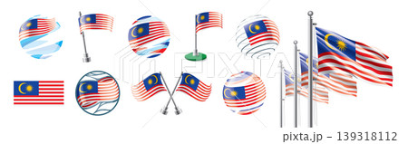 A set of vector Malaysian flags of different designs 139318112