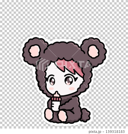 クマの着ぐるみの赤ちゃん かわいいベビーキャラクターイラスト 透過背景 クマの着ぐるみの赤ちゃん かわいいベビーキャラクターイラスト 透過背景 139318183