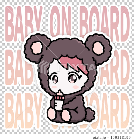 Baby on Board - Cute baby illustration car sign sticker Baby on Board - Cute baby illustration car sign sticker 139318199