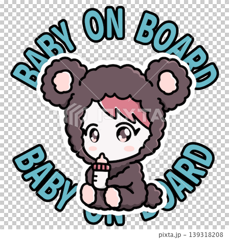 Baby on Board - Cute baby illustration car sign sticker Baby on Board - Cute baby illustration car sign sticker 139318208