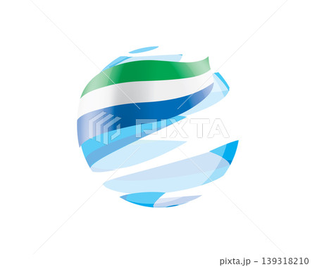 Flat of patriotic globe featuring waving Sierra Leonean flag design 139318210