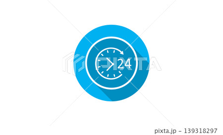 Service Clock Icon With Long Shadow Blue 24 Hour Support and Availability Symbol Service Clock Icon With Long Shadow Blue 24 Hour Support and Availability Symbol 139318297