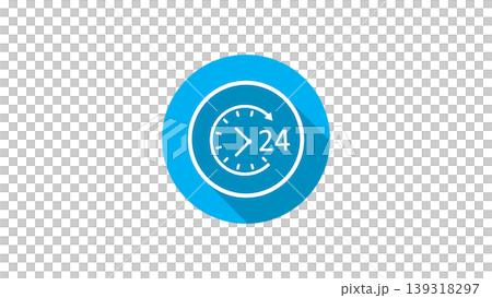 Service Clock Icon With Long Shadow Blue 24 Hour Support and Availability Symbol Service Clock Icon With Long Shadow Blue 24 Hour Support and Availability Symbol 139318297