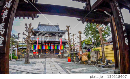 東京、弘福寺の山門から望む大雄宝殿と歴史的建築 東京、弘福寺の山門から望む大雄宝殿と歴史的建築 139318407