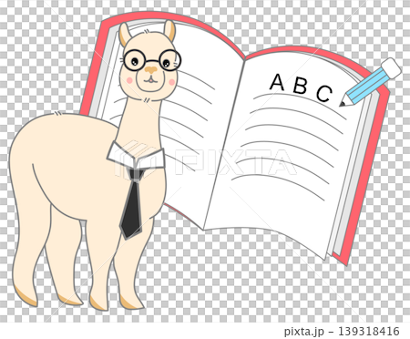 Alpaca Standing in Front of an Open Notebook Alpaca Standing in Front of an Open Notebook 139318416