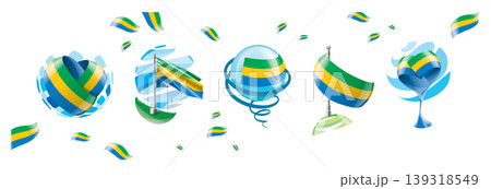 Vector set of the Gabonese flag in various creative designs Vector set of the Gabonese flag in various creative designs 139318549