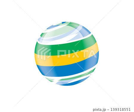Illustration of globe wrapped in Gabonese flag patterns with subtle shadowing Illustration of globe wrapped in Gabonese flag patterns with subtle shadowing 139318551