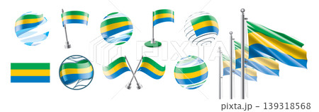 A set of vector Gabonese flags of different designs 139318568