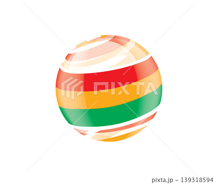 Illustration of globe wrapped in Bolivian flag patterns with subtle shadowing 139318594