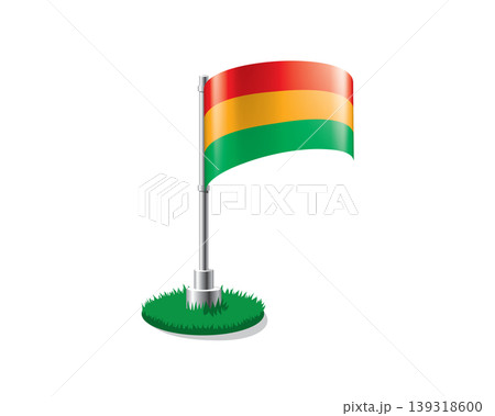 Bolivian flag on a flagpole mounted on the grass Bolivian flag on a flagpole mounted on the grass 139318600