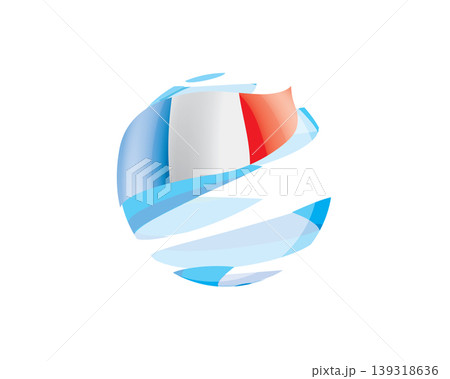 Flat of patriotic globe featuring waving French flag design Flat of patriotic globe featuring waving French flag design 139318636