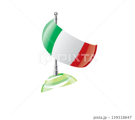 Highly detailed of waving Italian flag with metallic pole and subtle shadow effects for print Highly detailed of waving Italian flag with metallic pole and subtle shadow effects for print 139318647