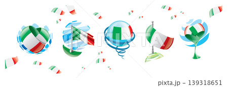 Vector set of the Italian flag in various creative designs 139318651