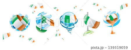 Vector set of the Irish flag in various creative designs Vector set of the Irish flag in various creative designs 139319059