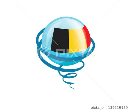 Stylish international icon showcasing Belgian flag within reflective globe design Stylish international icon showcasing Belgian flag within reflective globe design 139319189