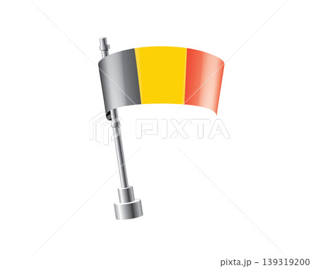 Clean representation showcasing Belgian flag attached to glossy metal pole 139319200