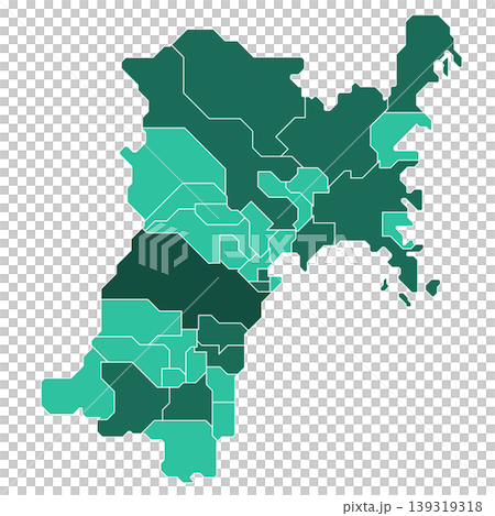 宮城県の市町村地図（行政区分・境界線） 139319318