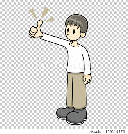 いいねのポーズをする男性（手描き、ズボンイエロー系） 139319576