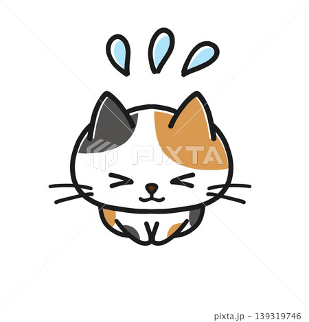 焦りながらお辞儀をする三毛猫 焦りながらお辞儀をする三毛猫 139319746