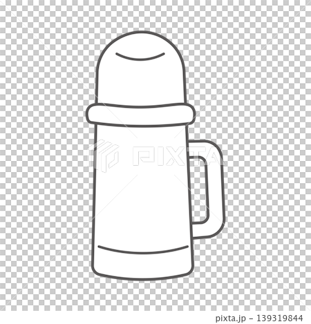 水筒のシンプルな線画イラスト 魔法瓶やマイボトルのアウトドア用アイコン 139319844