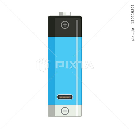 AAA lithium batteries can be recharged with a USB Type C charging connection hole vector illustration element design AAA lithium batteries can be recharged with a USB Type C charging connection hole vector illustration element design 139319891