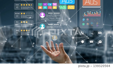 This image showcases a futuristic user interface with vibrant analytics and ad displays, illustrating data-driven marketing insights in a virtual business environment. Sigmoid This image showcases a futuristic user interface with vibrant analytics and ad displays, illustrating data-driven marketing insights in a virtual business environment. Sigmoid 139320564