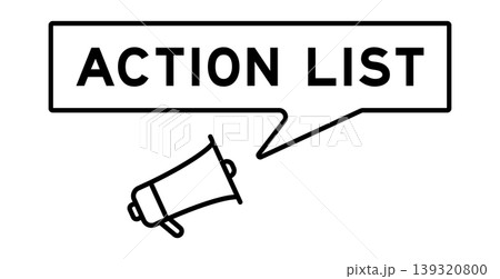 Megaphone icon with speech bubble in word action list on white background Megaphone icon with speech bubble in word action list on white background 139320800