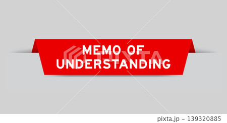 Red color inserted label with word memo of understanding on gray background Red color inserted label with word memo of understanding on gray background 139320885