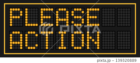 Orange color led banner in word please action on black background 139320889