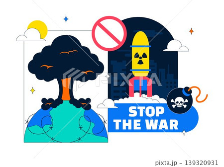 Stop The War Peace Campaign Vector Illustration Featuring Anti Nuclear Symbols and Cityscape Design Stop The War Peace Campaign Vector Illustration Featuring Anti Nuclear Symbols and Cityscape Design 139320931