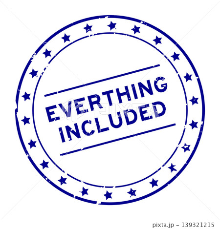 Grunge blue everything included word round rubber seal stamp on white background Grunge blue everything included word round rubber seal stamp on white background 139321215