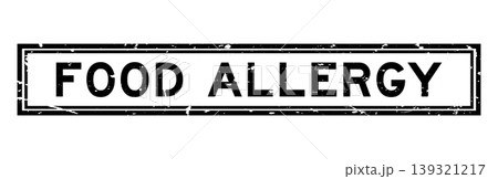 Grunge black food allergy word square rubber seal stamp on white background Grunge black food allergy word square rubber seal stamp on white background 139321217