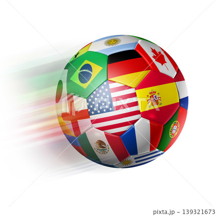 World football soccer ball with team national flags on white background. 2026 competition World football soccer ball with team national flags on white background. 2026 competition 139321673