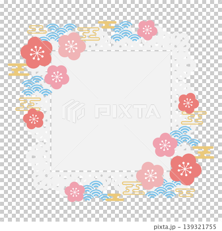 Retro-pop plum blossoms and square lace frame Retro-pop plum blossoms and square lace frame 139321755