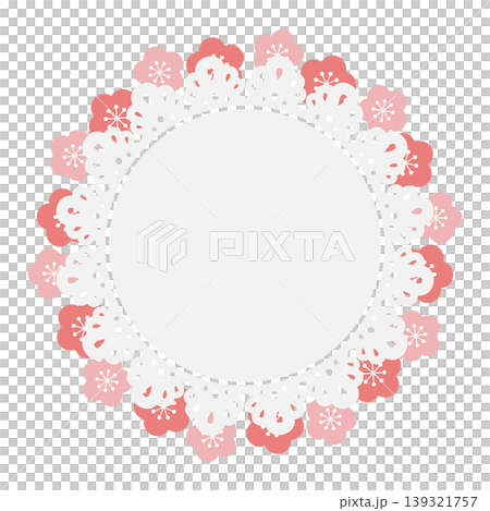 Retro-pop plum blossoms and circular lace frame Retro-pop plum blossoms and circular lace frame 139321757